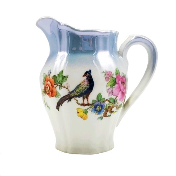 PK Unity Germany Creamer Luster Blue Floral Bird - Picture 2 of 5